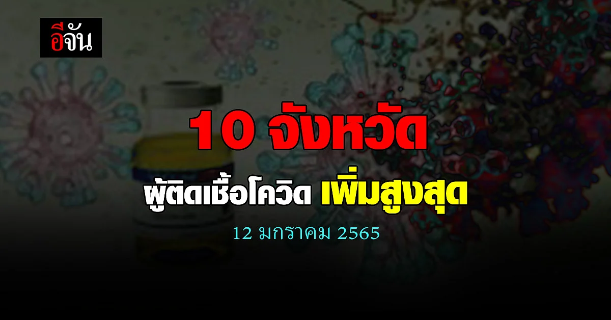 ศบค. เปิด 10 จังหวัด ติดเชื้อโควิด สูงสุด วันนี้ 12 ม.ค. 65