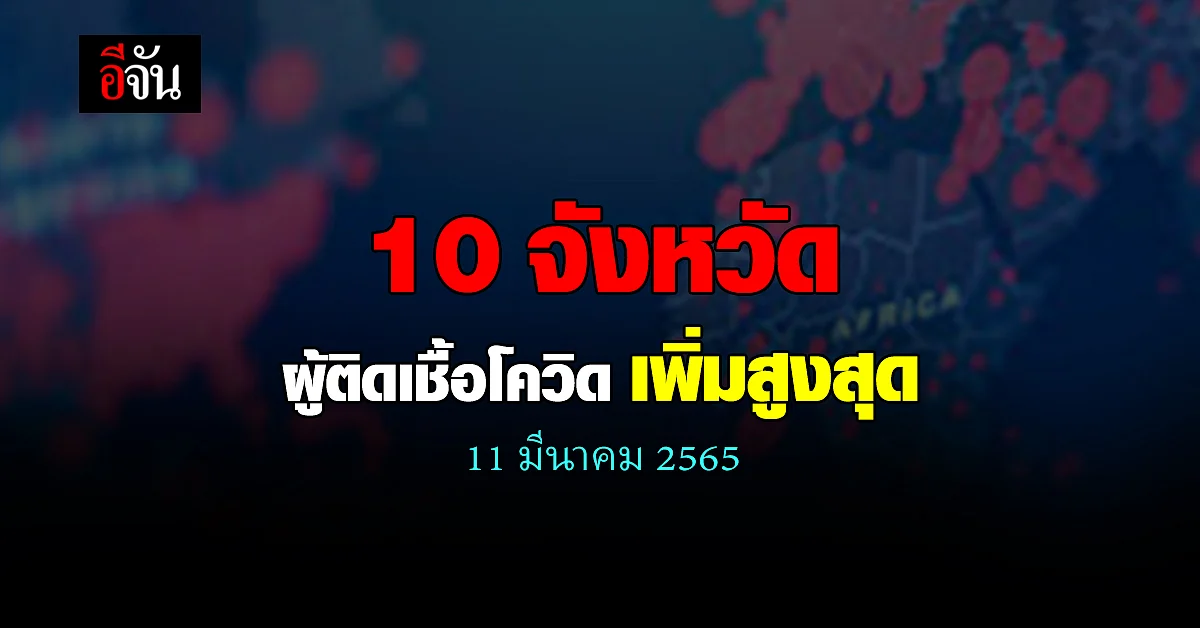 ศบค. เปิด 10 จังหวัด ติดเชื้อโควิด สูงสุด วันนี้ 11 มีนาคม 2565