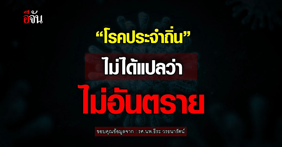หมอธีระ ย้ำ! คำว่าโรคประจำถิ่น ไม่ได้แปลว่าไม่อันตราย ไม่รุนแรง