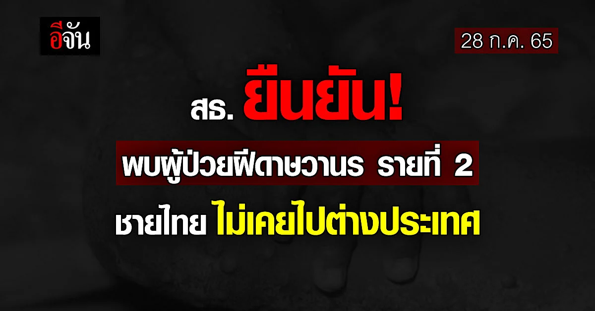 สธ.ยืนยัน! พบผู้ป่วยฝีดาษวานร รายที่ 2 ของไทย