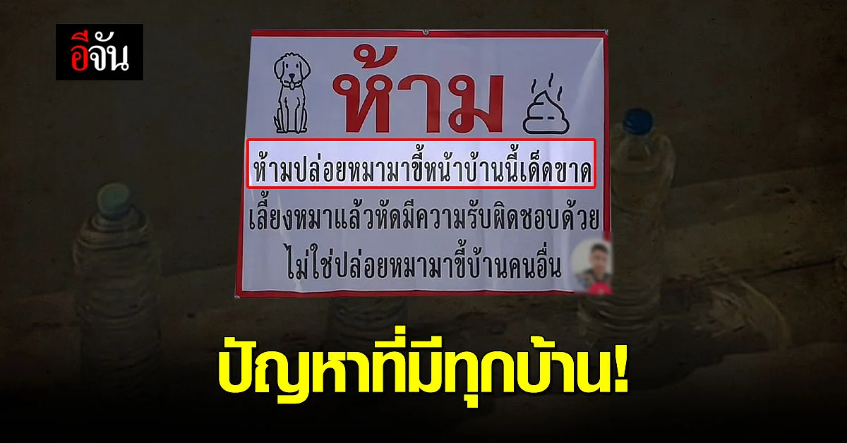 ปัญหาโลกแตก! หมาบ้านอื่นมาขี้หน้าบ้านเรา ต้องติดป้ายเตือน