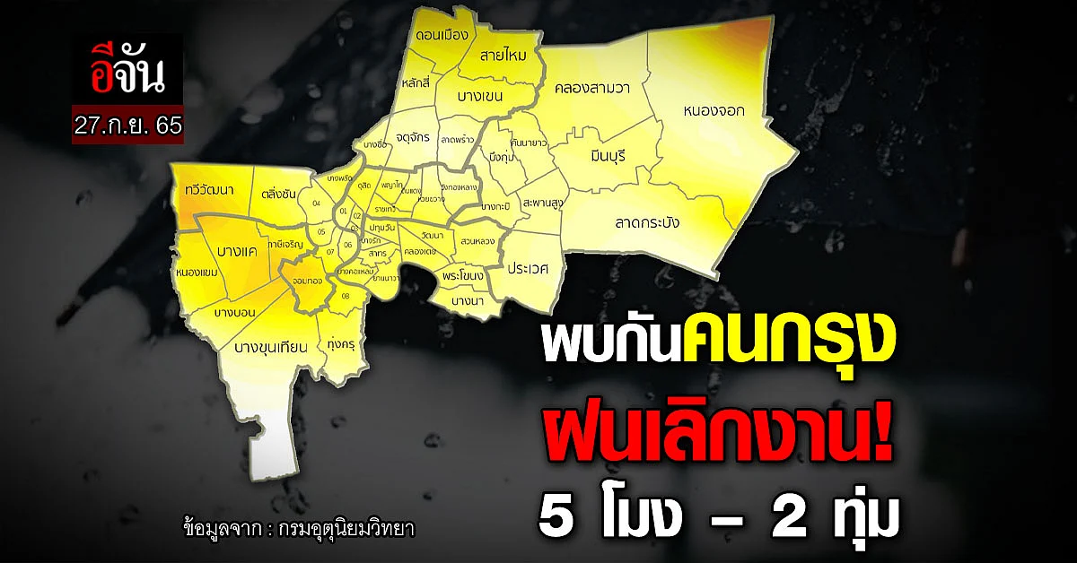 อุตุฯ คาดฝนตก 5 โมงเย็น - 2 ทุ่ม เขตหนองจอกหนักสุด