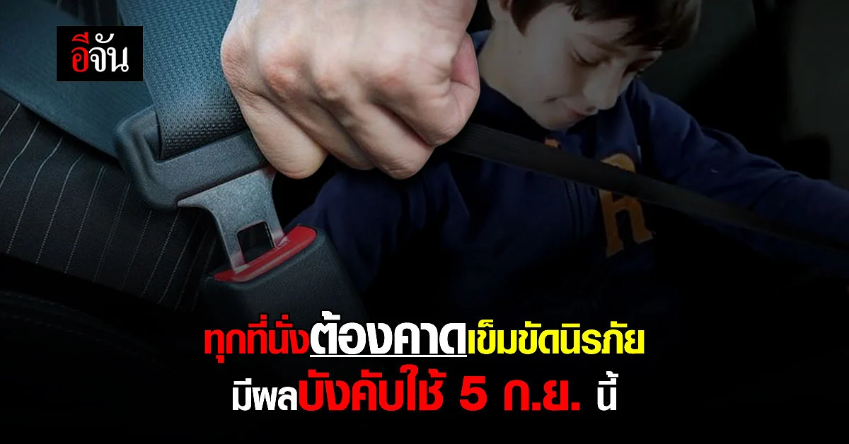 นั่งเบาะหลังต้องคาด เข็มขัดนิรภัย บังคับใช้จริง 5 ก.ย.นี้