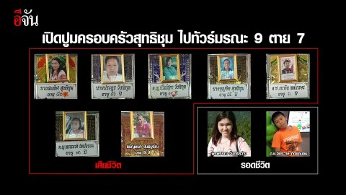 เปิดปูมครอบครัวสุทธิชุมไปทัวร์มรณะ 9 คน ตาย 7 รอด 2 หนึ่งในนั้นตอนนี้อยู่ในไอซียู