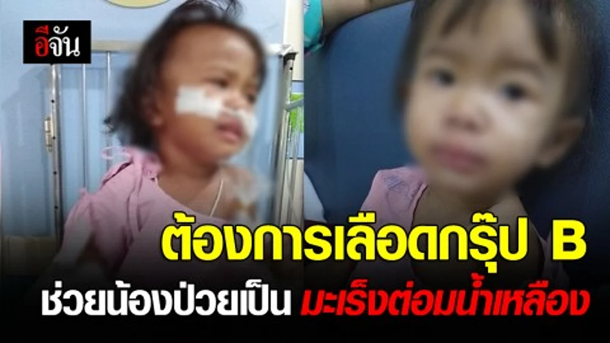 รับบริจาคเลือดกรุ๊ป B ให้น้องใบชา เด็กวัย 2 ขวบ ป่วยเป็นโรคมะเร็งต่อมน้ำเหลือง