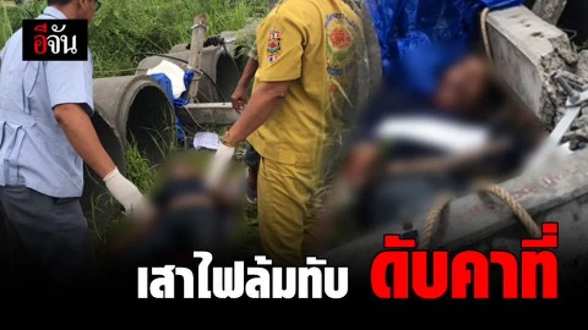 ฝนตกดินอ่อน เสาไฟฟ้าโค่นล้มทับ พนง.ซ่อมไฟฟ้า เสียชีวิต