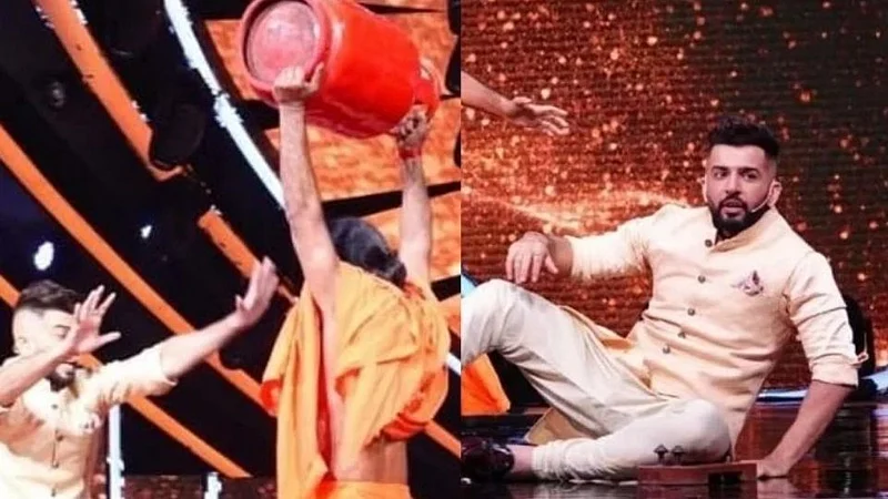 baba Ramdev picks cylinder hand set Indian idol 12 jay bhanushali looking shocked