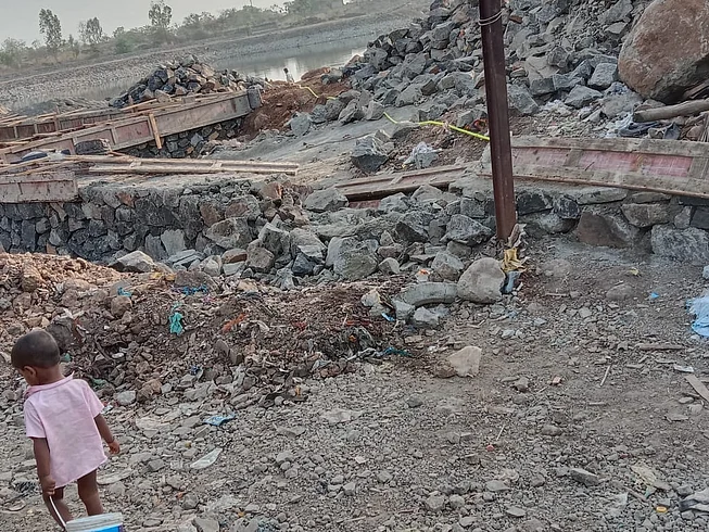 The boundary wall built around Bhairavnath lake was demolished by unknown person