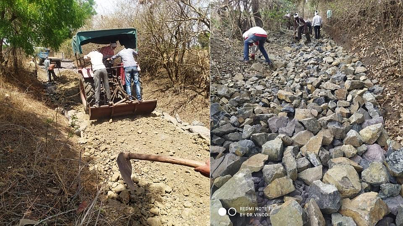 शासनाची मदत मिळत नसल्याने शेतकऱ्यांनीच केली रस्ता दुरूस्ती