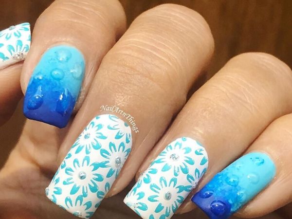 Droplets And Blooming Flowers