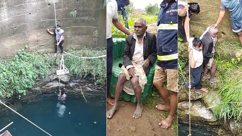 पाय घसरून विहिरीत पडले आजोबा, अग्निशमन दलानं वाचवले प्राण