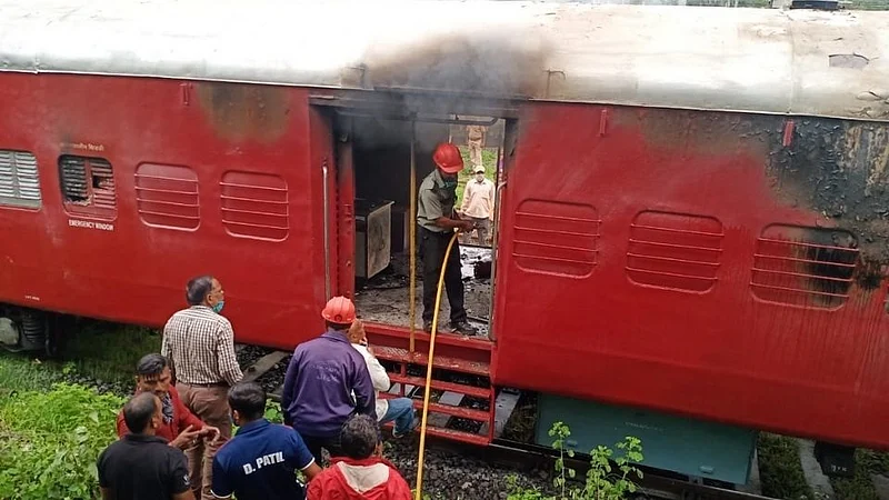 train caught fire