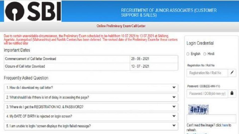 SBI Clerk Prelims Exam