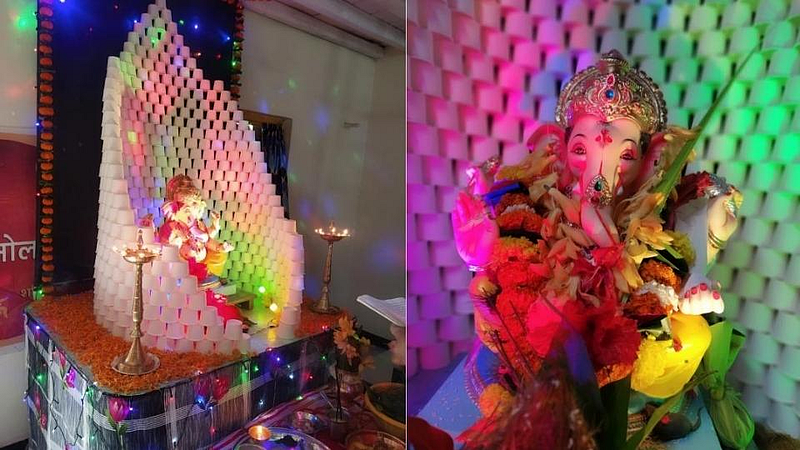 चहाच्या कपापासून बाप्पासाठी सजावट: सांबरे कुटूंबीय चर्चेत