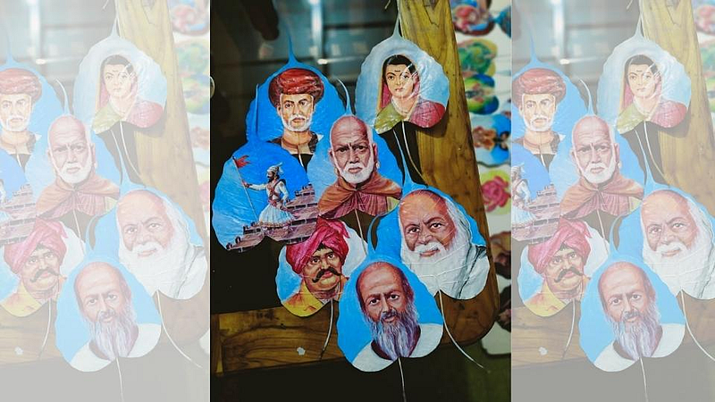 पिंपळाच्या पानांवर अनोखी कलाकारी; लॉकडाउनमध्ये साकारली चित्रमय दुनिया
