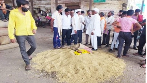 हिंगोली - बाजार समितीच्या मोढ्यात विक्रीसाठी आलेल्या सोयाबीनला ११ हजार २१ रुपये प्रतिक्विंटल भाव मिळाल्याने शेतकरी समाधानी झाले असुन असाच भाल कायम राहावा अशी अपेक्षा शेतकऱ्यांतून व्यक्त होत आहे.