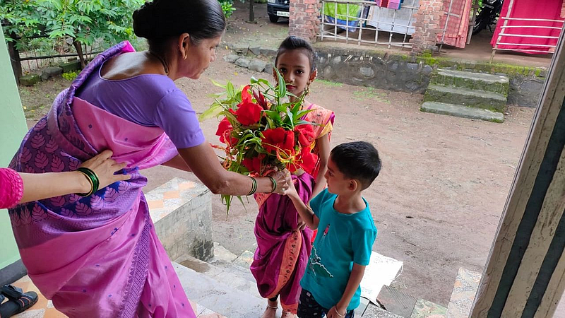 विक्रमगड शहर व ग्रामीण भागात मोठ्या उत्साहात गौरीचे आज आगमन झाले.