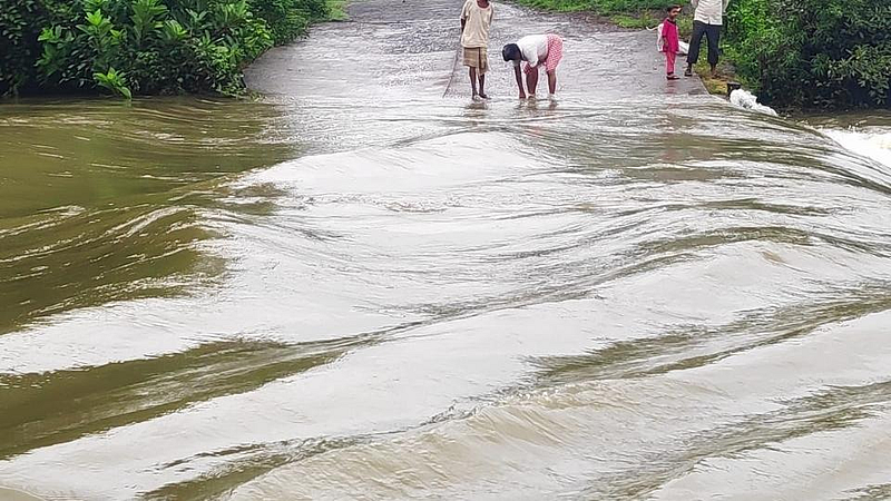 (Video) बोरगाव-घोळसगावच्या वाहत्या ओढ्याच्या पुलावरून जीवघेणा प्रवास!
