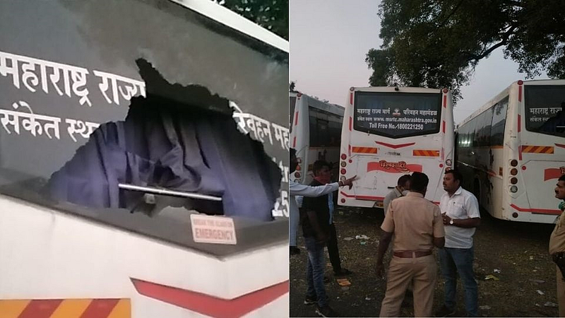 Stones were hurled at Shivshahi ST buses parked at bus stand in Nashik