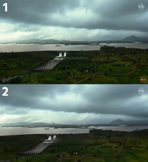 1. वाँडरिंग माइंड्स (ठिकाण- वैतरणा धरण)
2. साहित्य संमेलनाच्या व्हिडीओत मध्यभागी वॉटरमार्कची जागा ब्लर दिसते. तर वरील भागाच्या उजव्या कोपऱ्यात वाँडरिंग माइंड्सचा लोगो दिसतो.