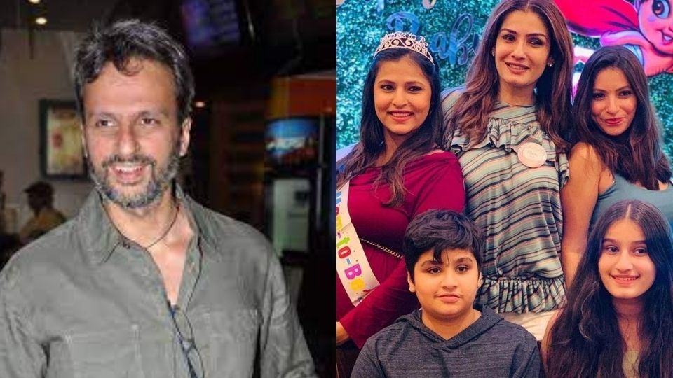 Raveena Tandon with their daughter's and son,Husband Anil Thadani,