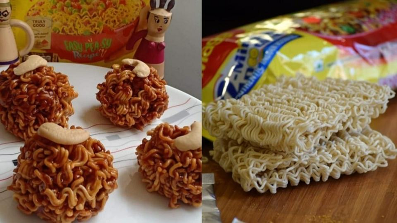 मॅगी लाडू ( Maggi Laddoo)
मॅगीची आणखी एक रेसीपी २०२१मध्ये व्हायरल झाली ती म्हणजे मॅगी लाडूची. ही व्हिडिओ युट्युवर पोस्ट केला होता नंतर तो टिव्टर पोस्ट केला आहे. मॅगी लाडू बनविण्यासाठी तुम्हाला गुळ, वेलची पावडर, बटर आणि कच्ची मॅगी लागेल. सर्व मिक्स करून तुम्हाला त्याचे लाडू वळाये आहे. . तुम्हाला जर तिखट खायाला आवडत असेल तर तुमच्यासाठी तिखट मॅगील लाडूची रेसिपी देखील त्यामध्ये दिल्ली आहे त्याला मॅगी पकोडा असेही म्हटले जाते.