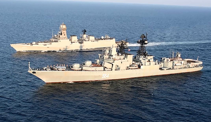 Exercise of Indo Russian warships