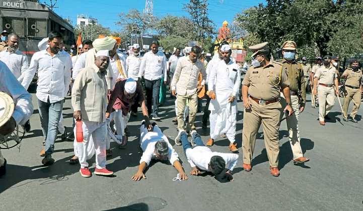 Bowing down protest of wine Addiction Free Youth Association