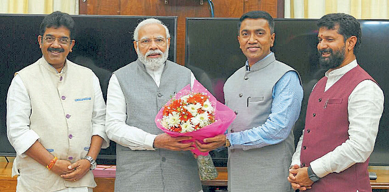 Goa CM Pramod Sawant swearing bjp PM Narendra Modi