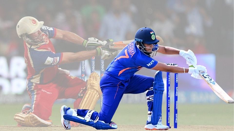 shafali verma perfect scoop shot