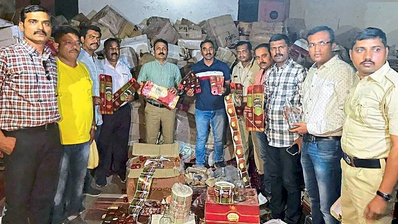 Ahmedpur 35 lakh counterfeit liquor seized raids Action