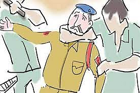 Unauthorized excavation abusing police officer pushing obstructing government work