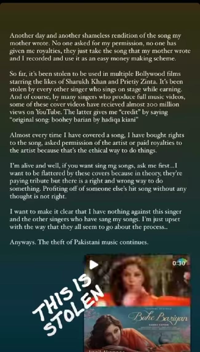 Pakistani singer post against kanika kapoor