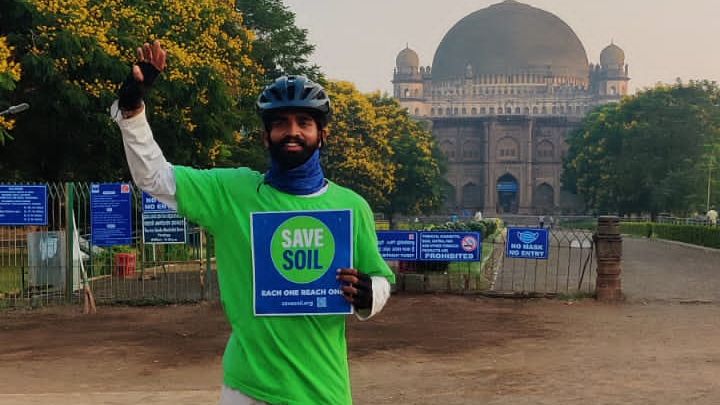 message Save the Soil through cycle campaign Soil conservation Sagar Gonnagar