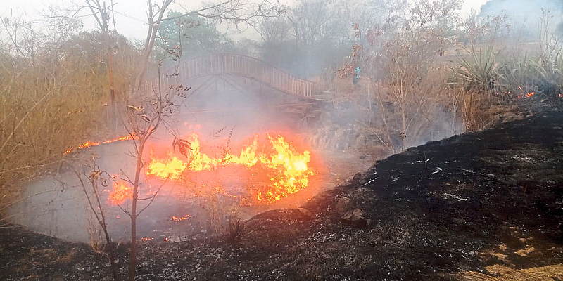 Fire in cantonment garden near Khandoba hill