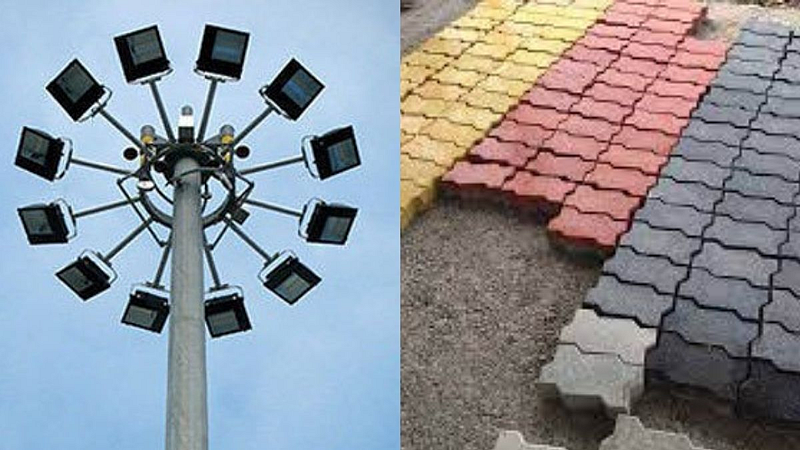 high mast and paver blocks Ban