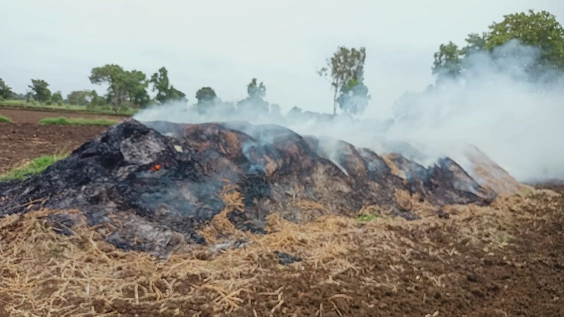 Why are farmers burning their own hay belgaum