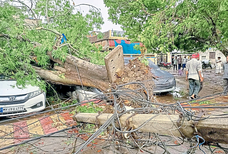 पावसाने जोरदार तडाखा दिला