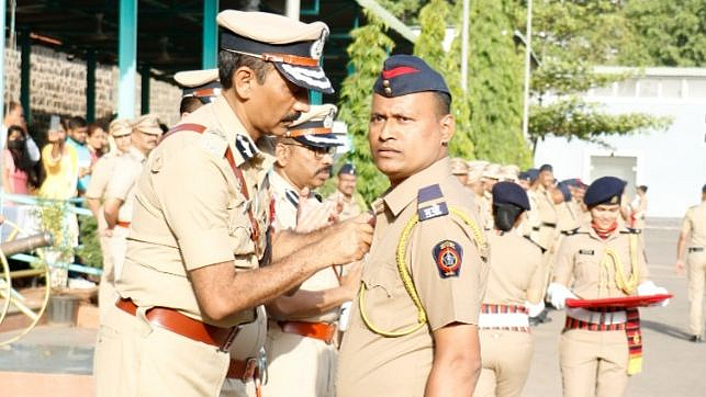 Awarding Director General of Police Medal to Police Naik Jagdish Kasture solapur