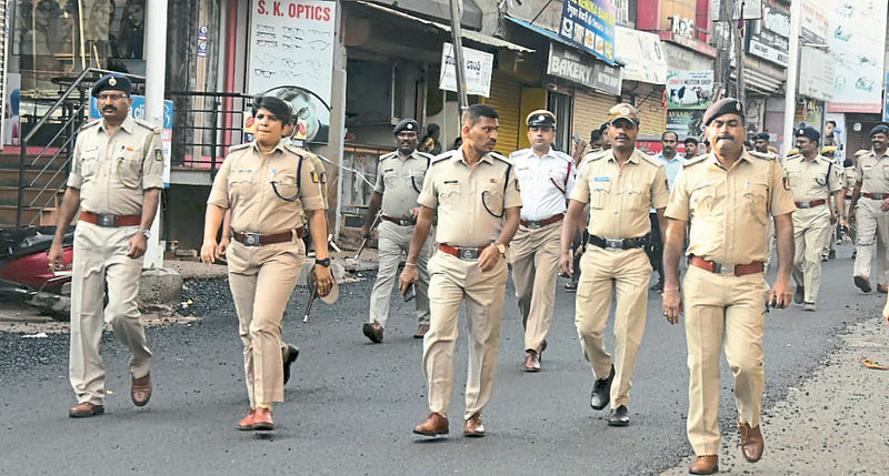 बेळगाव : पोलिसांचे शहरात पथसंचलन