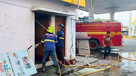 fire on Electrical panel due to short circuit on petrol pump
