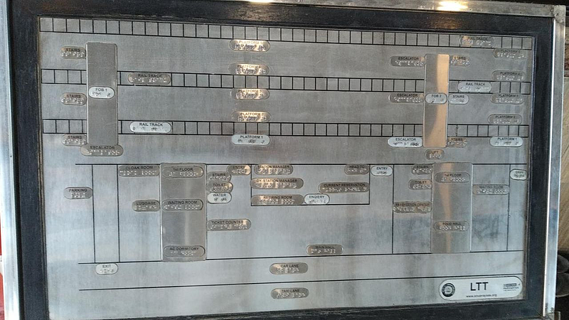 thane railway provides station information in braille for blind passengers LTT station mumbai