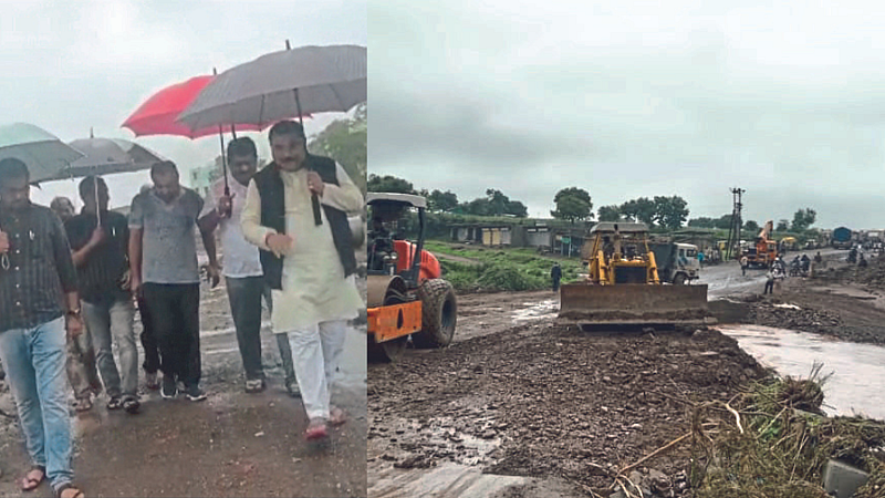MLA Shirish Kumar Naik, Swapnil Mudalwadkar, Ayyub Balesaria, Ajay Patil inspecting Bhagatwadi area.