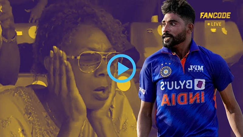 WI vs IND Mohammed Siraj bowled Out Kyle Mayers West Indies Female Fan Reaction Video Gone Viral