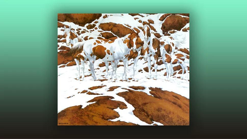 How many horses are there?
हा दृष्टिभ्रम १९७०च्या दशकापासून प्रेक्षकांना गोंधळात टाकत आहे. या चित्रामध्ये किती घोडे आहेत हे ओळखायचे आहे. कितीही वेळा घोडे मोजले तरीही त्याचे ठोस उत्तर मिळत नाही. बेव्ह डूलिटील या कलाकाराने हे तयार केले आहे.