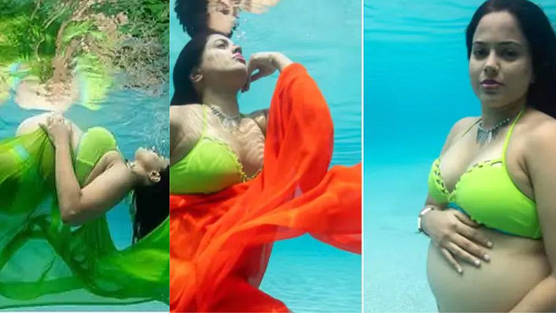 Sameera Reddy Underwater Pregnancy photoshoot