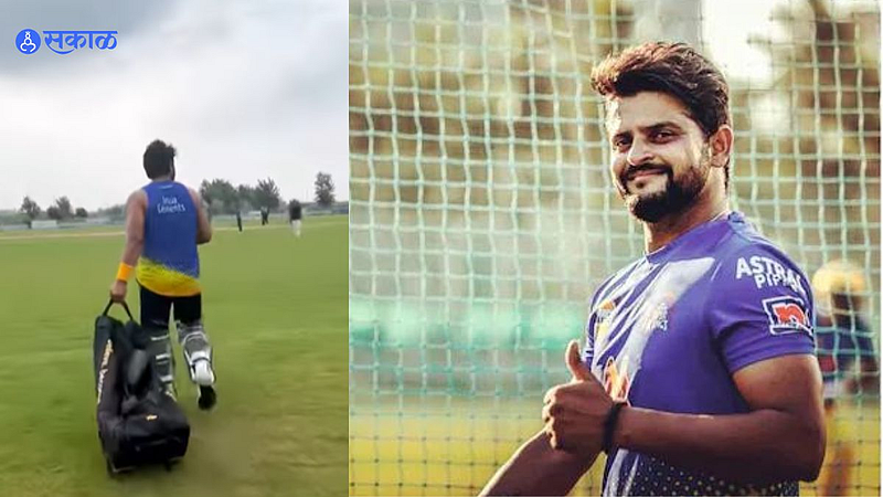 suresh raina practice in csk jersey