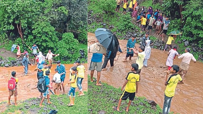 As there is no bridge over the river here, when it rains, the children's school is closed.