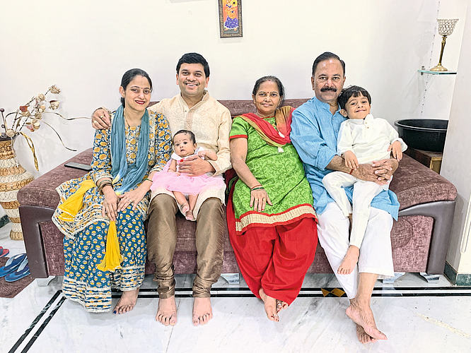The Gupta family with five-month-old baby Srisha