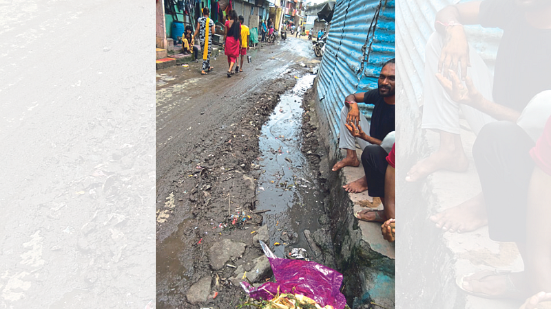 Sewage flowing through the streets here.